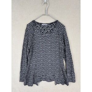 Cut Loose Blouse Womens M Black Gray Textured Wavy Stretch Puckered Pullover